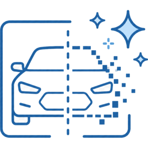 Icon showing a vehicle image with editing marks representing AI-generated or altered vehicle imagery.