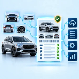 Machine-readable verified vehicle record for APIs AI and marketplaces