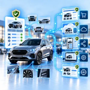 Persistent Verification State A durable verification status remains connected to the vehicle record as imagery moves downstream.